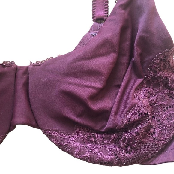 Olga Luxury Lift Underwire Bra 35063 Burgundy 40C Lace Cups - Picture 2 of 4